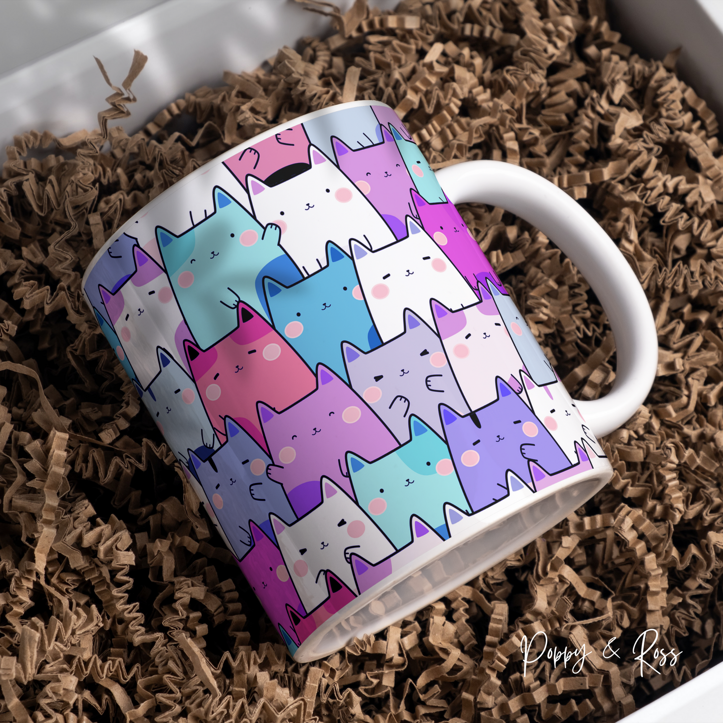 Stackable Cartoon Cats Coffee Mug 15 Oz