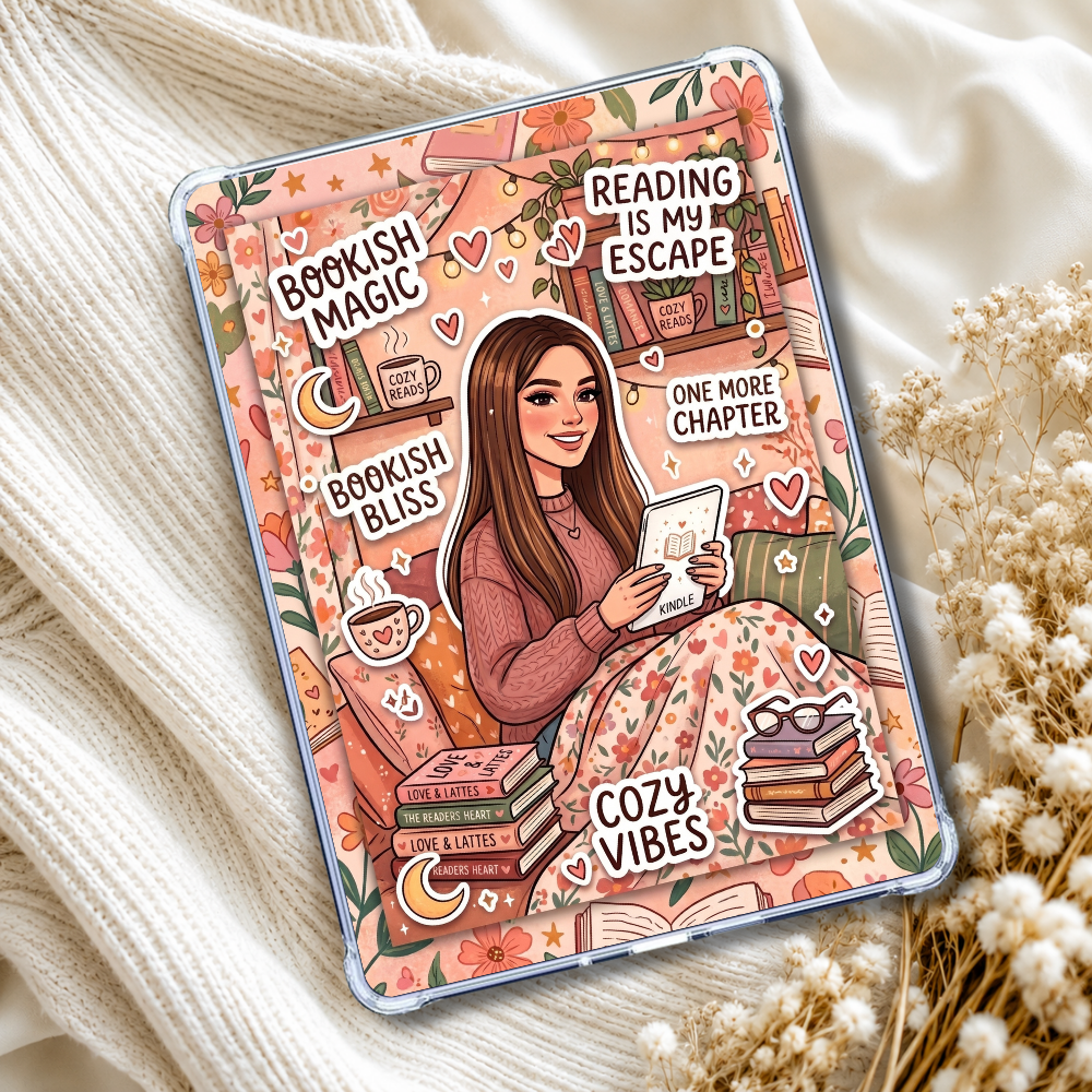 Brunette Bookish Bliss Kindle Insert eReader Case Decor | Accessories for Book Lovers