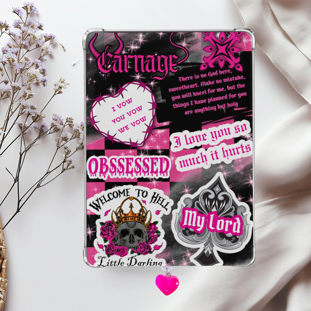 Dark & Obsessed Shimmery Holographic Sticker Look Kindle Insert for Clear Case | Bookish Accessories