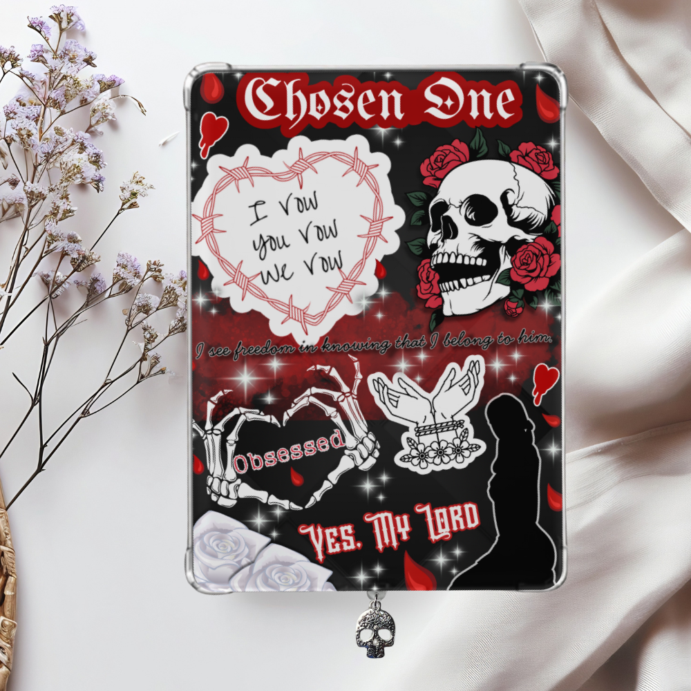 Chosen Red and Black Shimmery Holographic Sticker Look Kindle Insert for Clear Case | Bookish Accessories