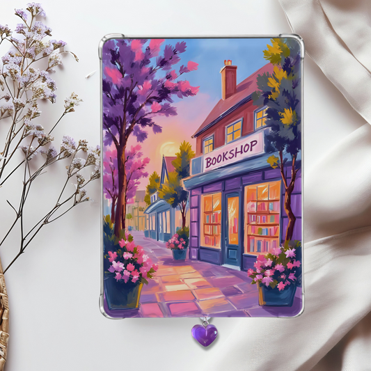 Idyllic Scene Bookshop Shimmery Holographic Sticker Look Kindle Insert for Clear Case | Bookish Accessories