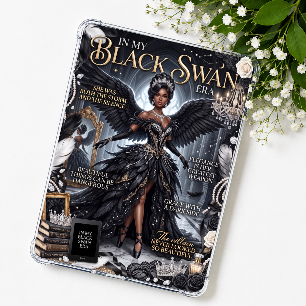 Black Swan Melanin Kindle Insert eReader Case Decor | Accessories for Book Lovers