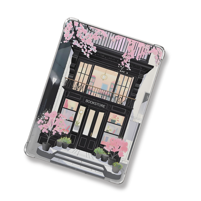 Black & Pink Bookshop Shimmery Holographic Sticker Look Kindle Insert for Clear Case | Bookish Accessories