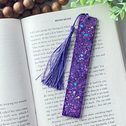 Purple Chunky Glitter Resin Bookmark