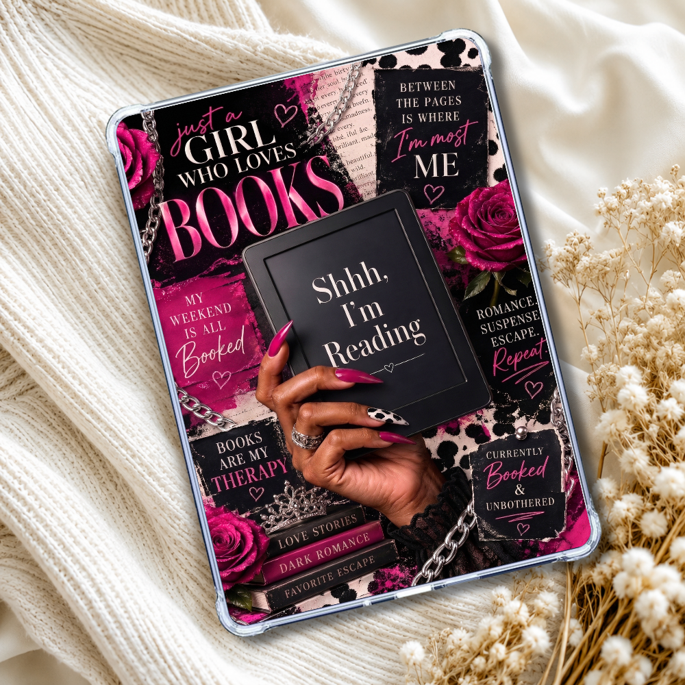 Melanin Girl Pink Luxury Shhhh Kindle Insert eReader Case Decor | Accessories for Book Lovers