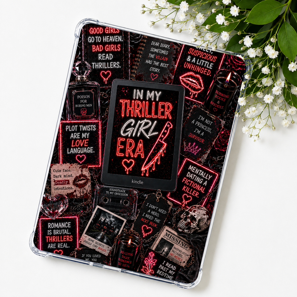 Thriller Girl Neon Lights Kindle Insert or eReader Case Decor | Accessories for Book Lovers