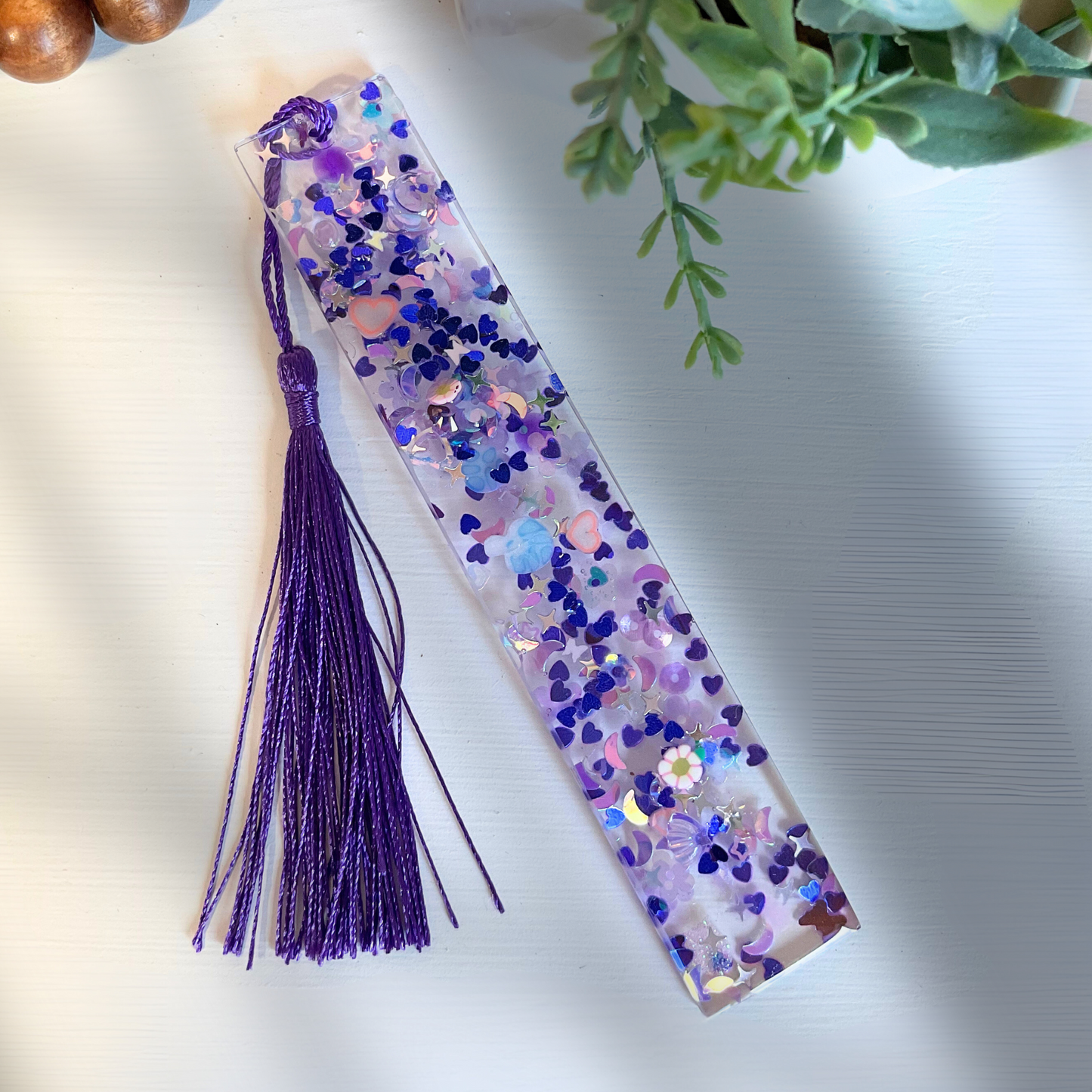 Purple Glitter Bomb Resin Bookmark