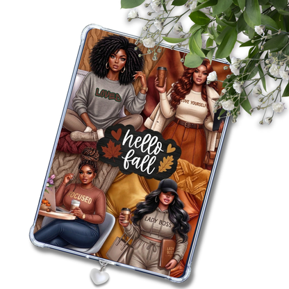 Hello Fall Curvy Plus Size Melanin Girls Insert for Clear Case | Bookish Accessories