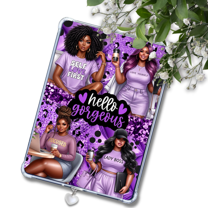 Hello Curvy Plus Size Melanin Girls Purple Insert for Clear Case | Bookish Accessories