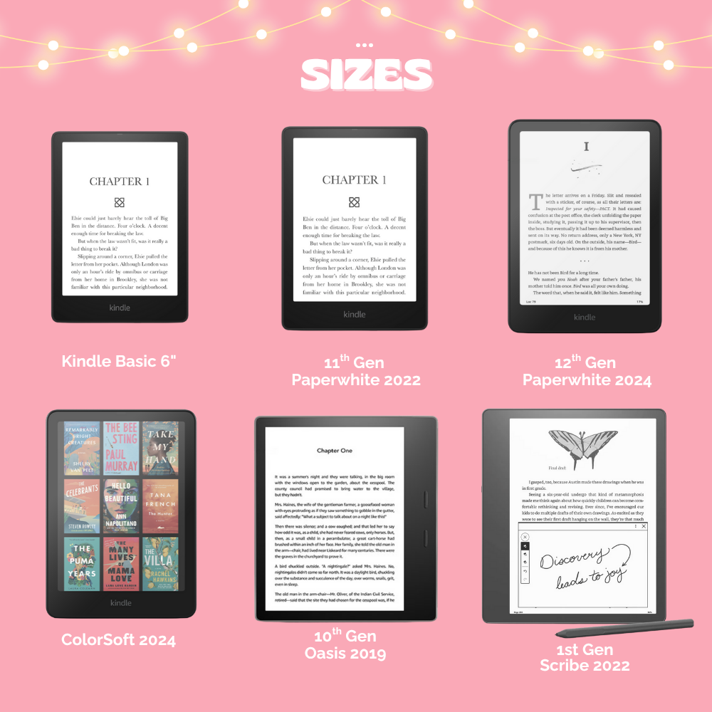 Idyllic Scene Bookshop Shimmery Holographic Sticker Look Kindle Insert for Clear Case | Bookish Accessories