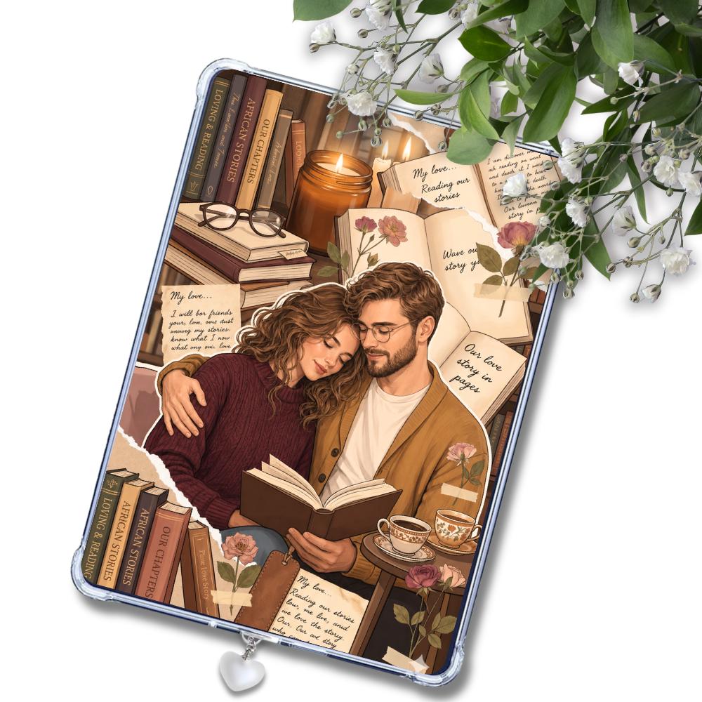 Reading Therapy White Couple Insert: Kindle or eReader Decor for Book Lovers