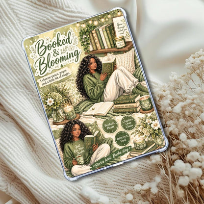 Booked & Blooming Olive Black Girl Reader: Kindle or eReader Decor for Book Lovers