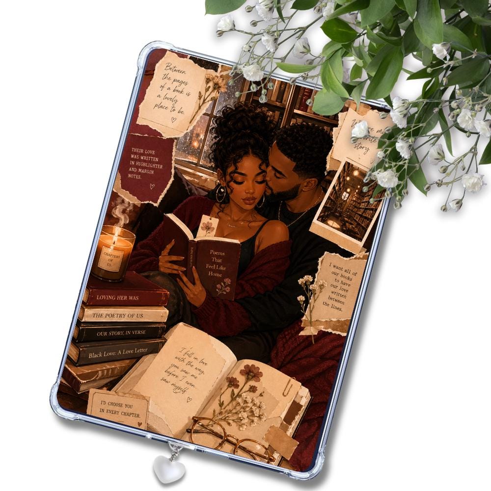 Couple in Love Black Couple Insert: Kindle or eReader Decor for Book Lovers