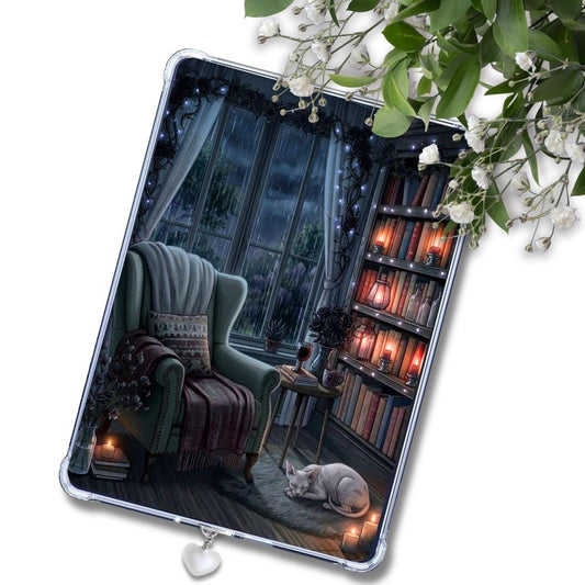 Dark & Rainy Gothic Sphynx Book Nook: Kindle or eReader Decor for Book Lovers