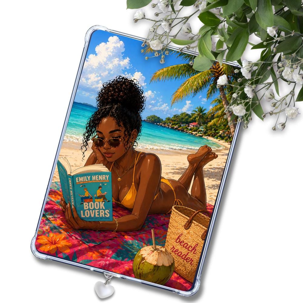 Black Girl Beachy Vacation Insert: Kindle or eReader Decor for Book Lovers