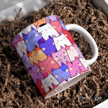 Stackable Cartoon Cats Coffee Mug 15 Oz