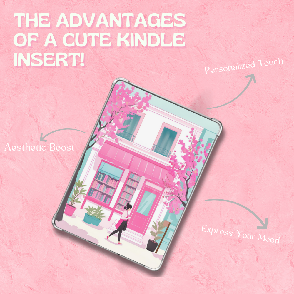 Idyllic Scene Bookshop Shimmery Holographic Sticker Look Kindle Insert for Clear Case | Bookish Accessories
