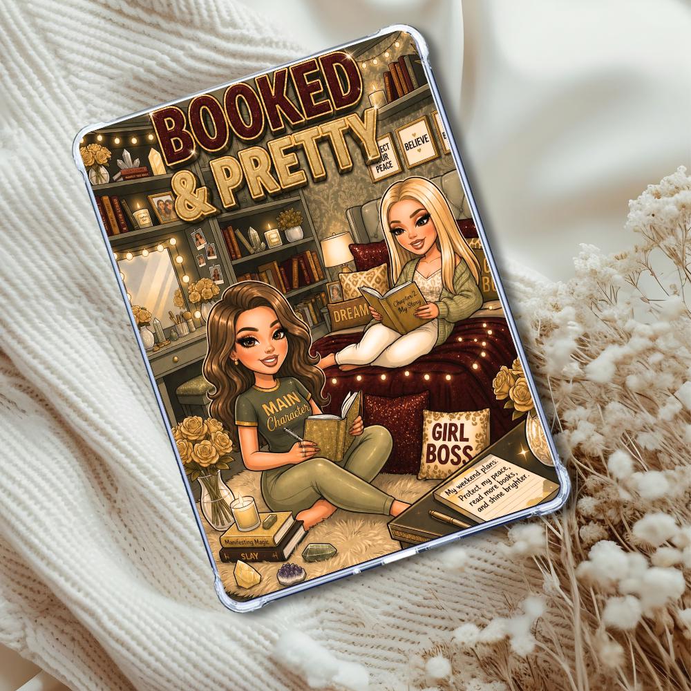 Burgundy and Olive Booked & Pretty Caucasian Girl: Kindle or eReader Decor for Book Lovers