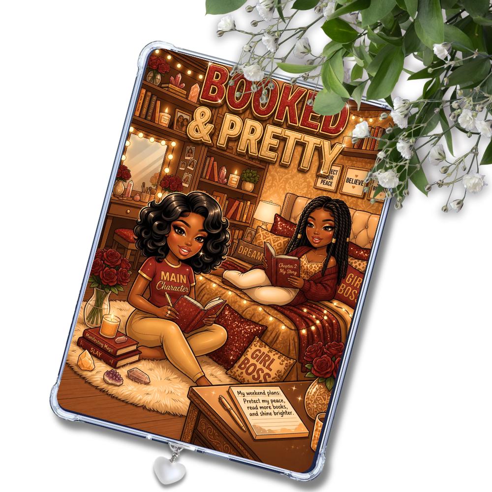 Rust and Gold Booked & Pretty Black Girl: Kindle or eReader Decor for Book Lovers