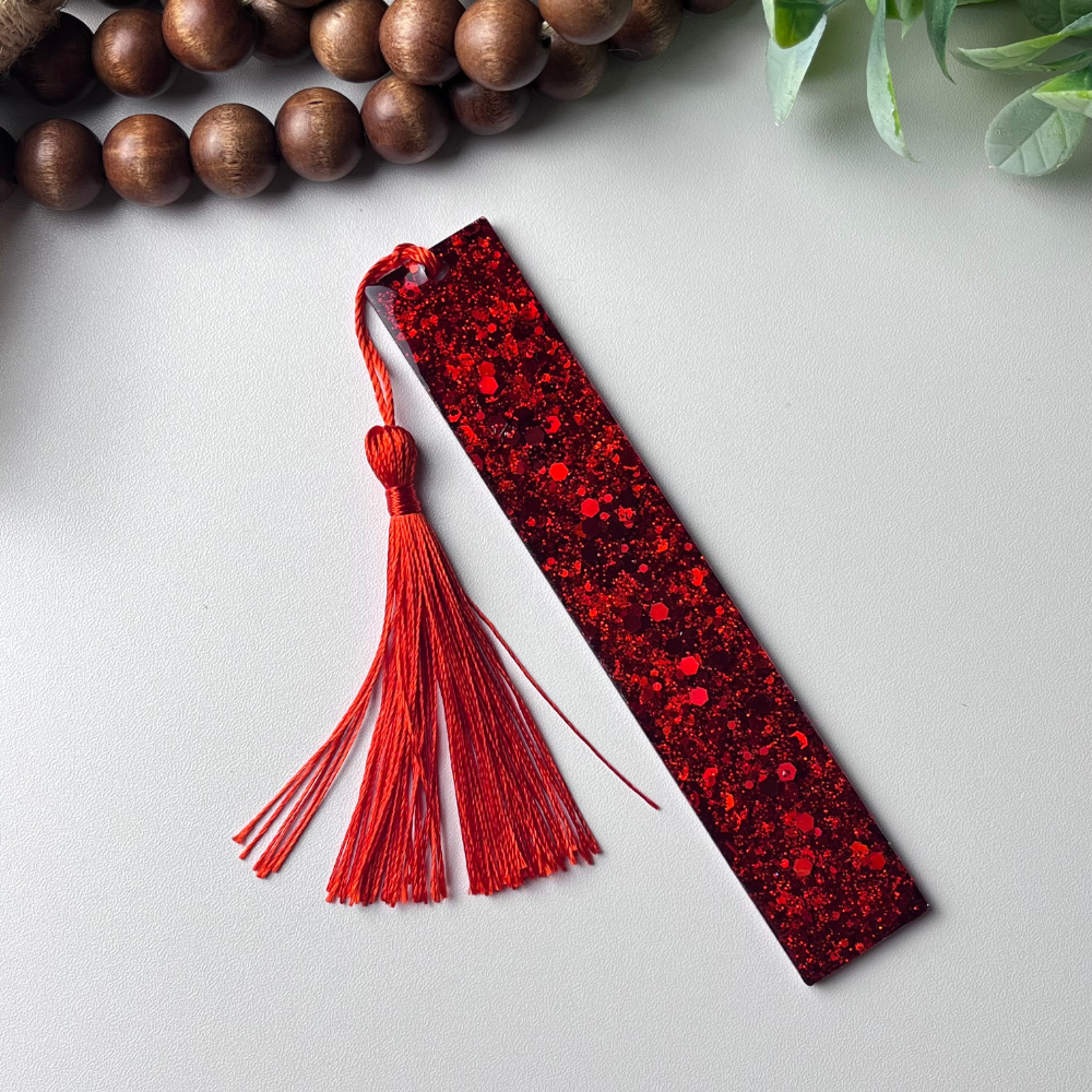 Ruby Red Chunky Glitter Resin Bookmark