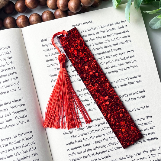 Ruby Red Chunky Glitter Resin Bookmark