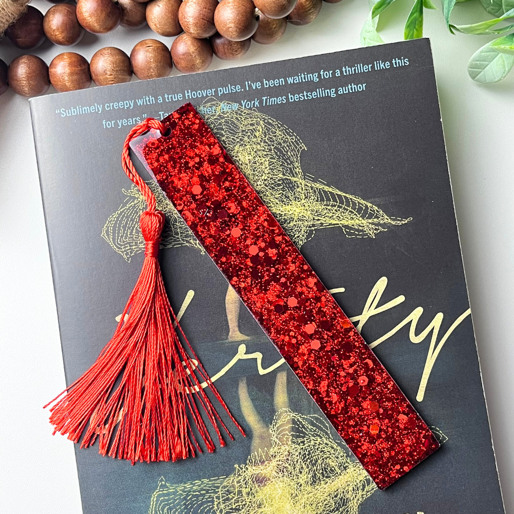 Ruby Red Chunky Glitter Resin Bookmark