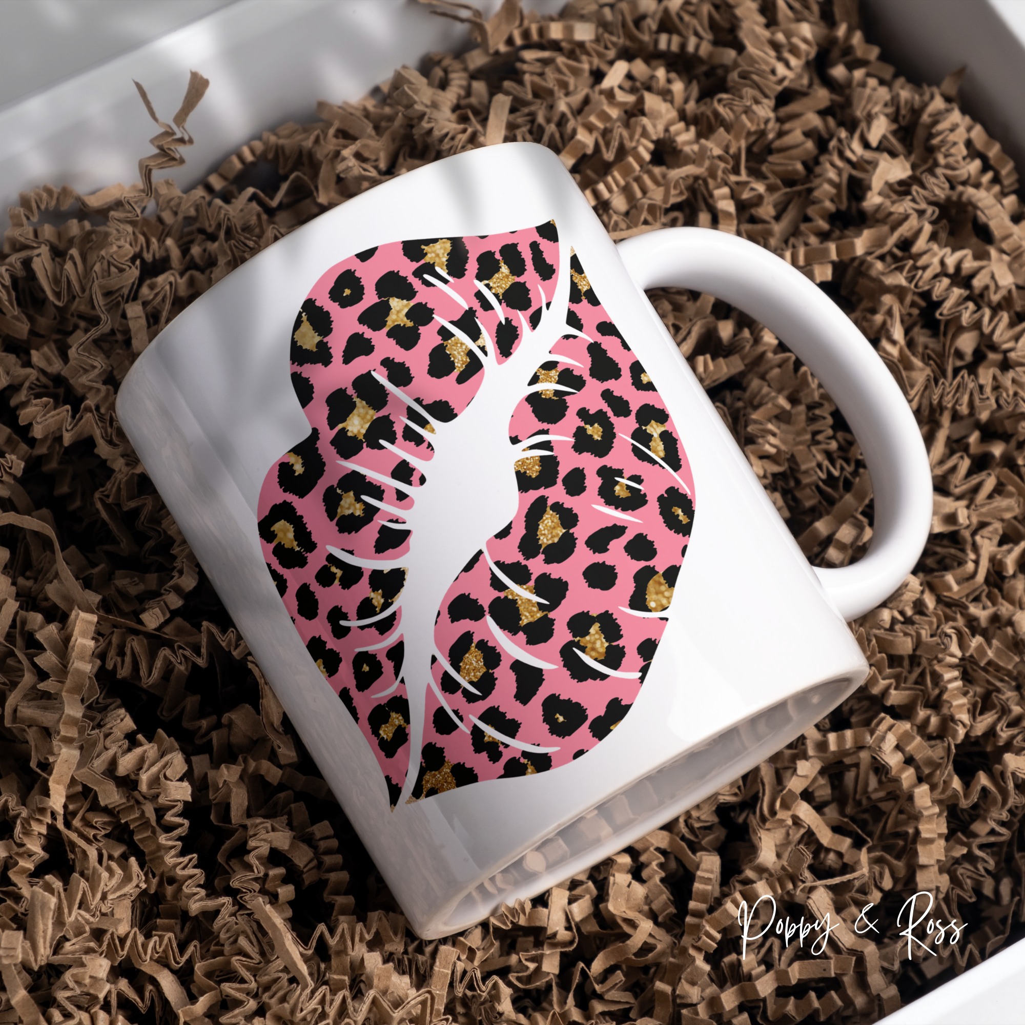 Pink Leopard Lips Coffee Mug 15 Oz