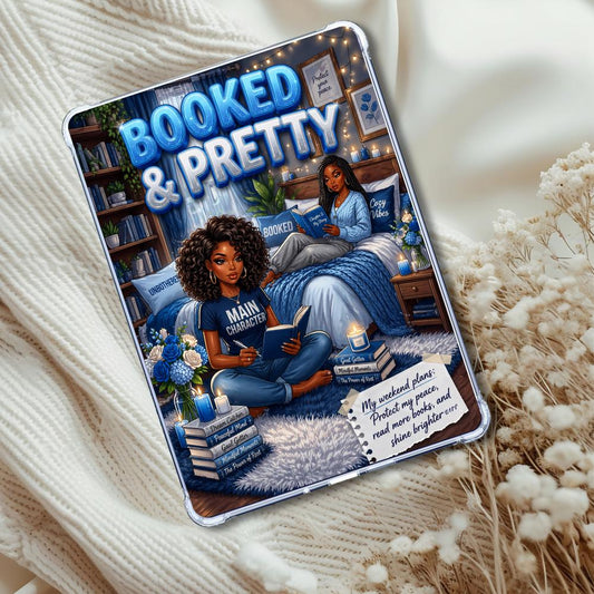 Blue and Silver Booked & Pretty Black Girl: Kindle or eReader Decor for Book Lovers
