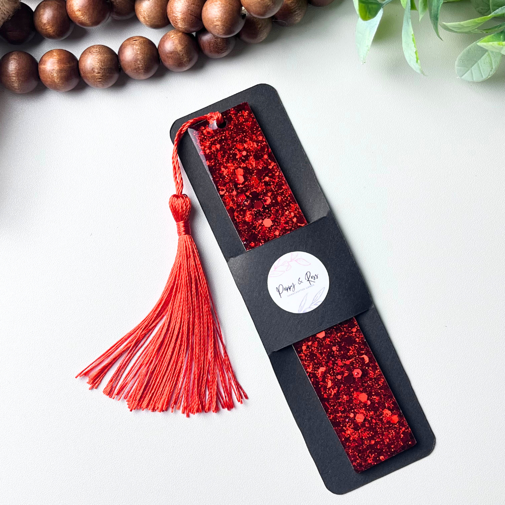Ruby Red Chunky Glitter Resin Bookmark
