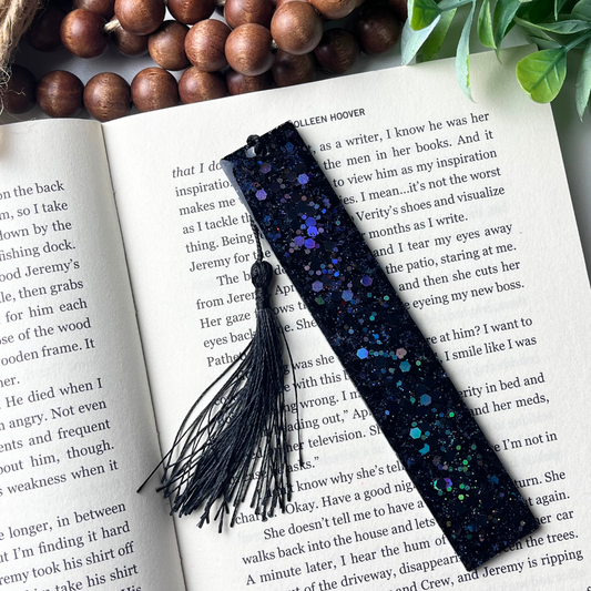 Galaxy Black Chunky Glitter Resin Bookmark