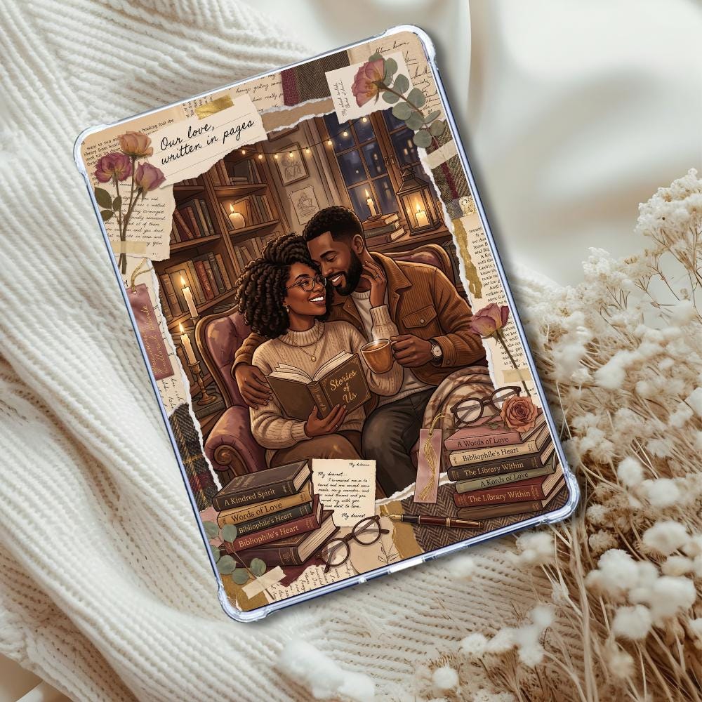 Reading Therapy Black Couple Insert: Kindle or eReader Decor for Book Lovers