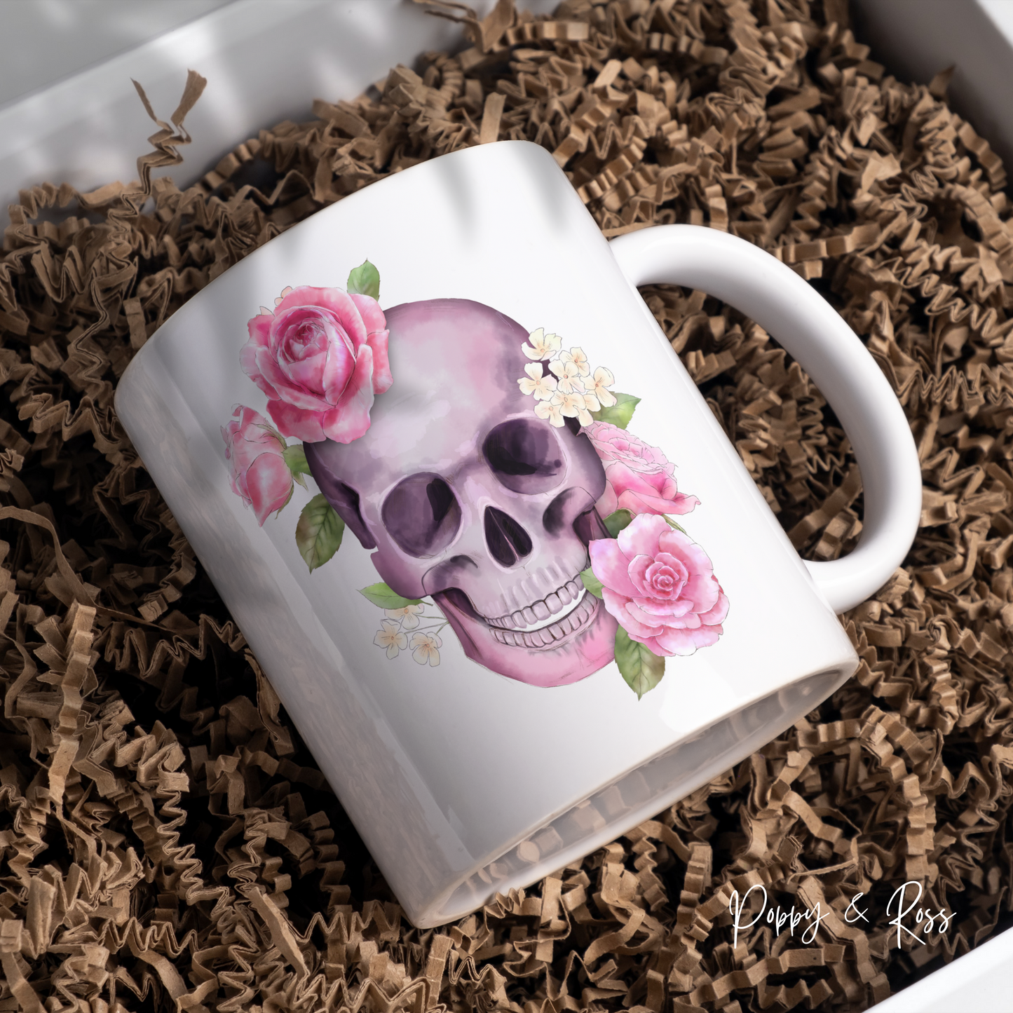 Skeleton and Roses Coffee Mug 15 Oz