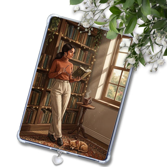 Library Book Nook Latina Girl Insert: Kindle or eReader Decor for Book Lovers