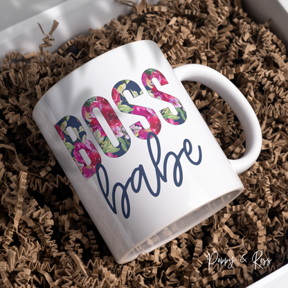 Boss Babe Floral Coffee Mug 15 Oz