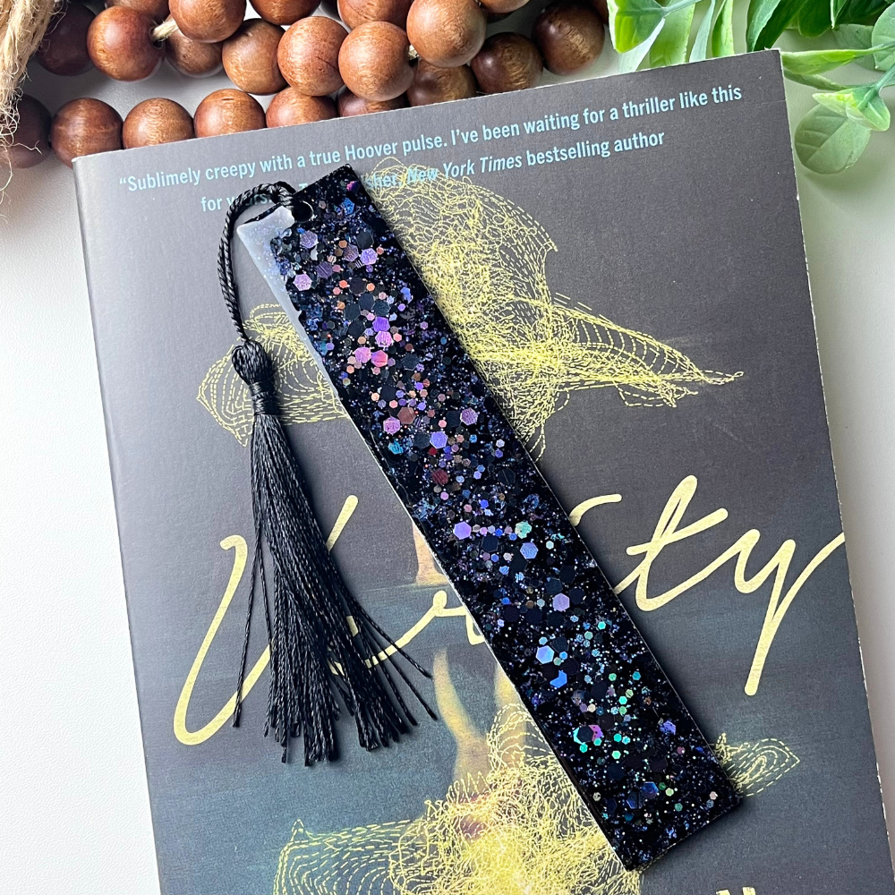 Galaxy Black Chunky Glitter Resin Bookmark