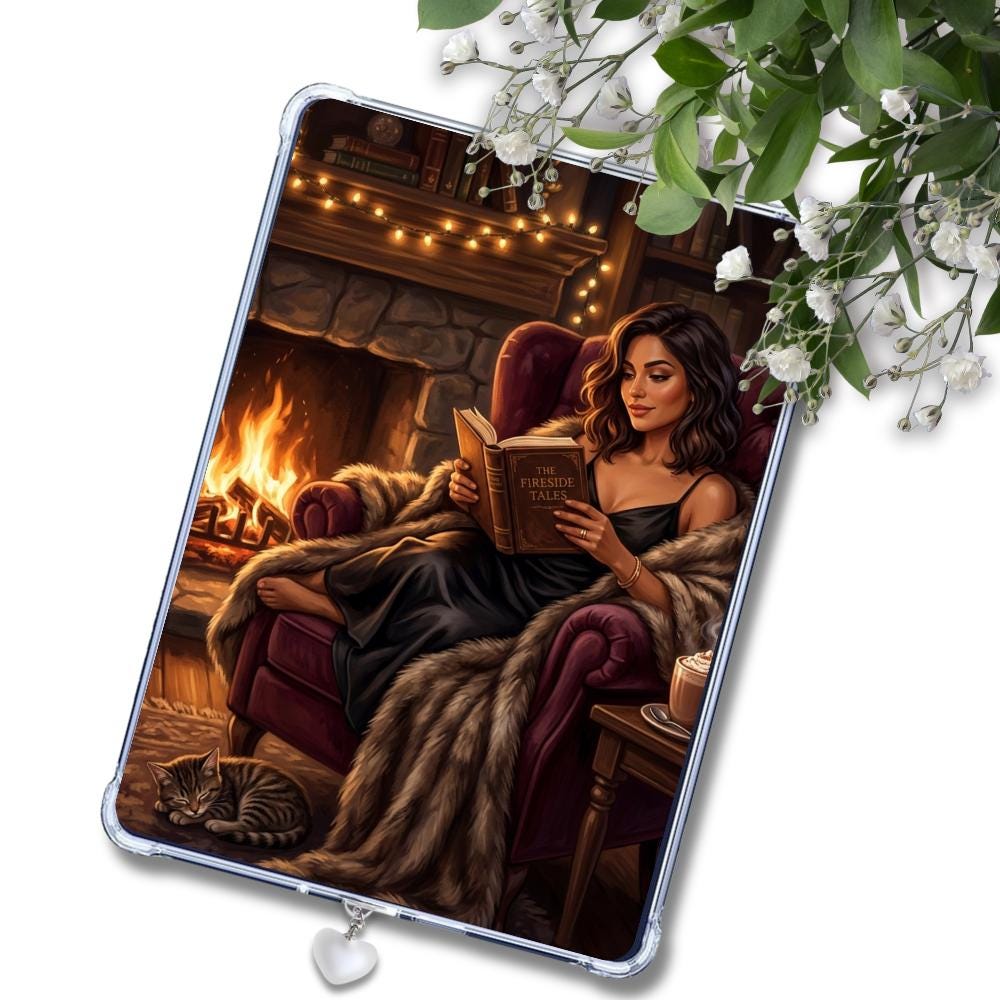 Fireside Reader Latina Girl Insert: Kindle or eReader Decor for Book Lovers