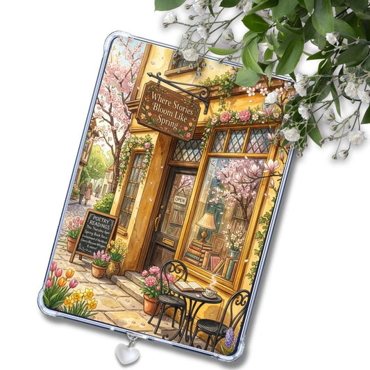 Where Stories Bloom Spring Bookstore  Insert: Kindle or eReader Decor for Book Lovers