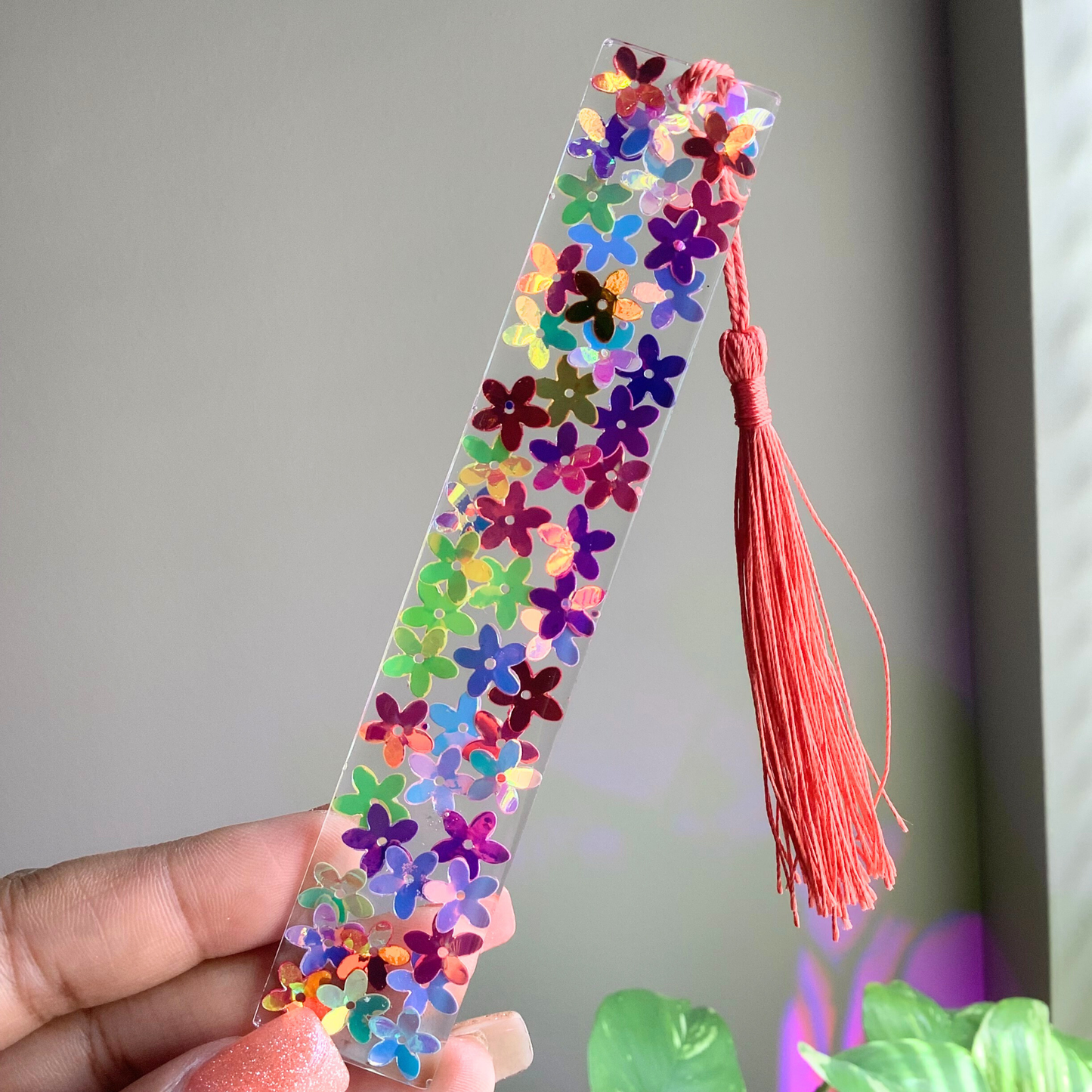 Iridescent Blooms Resin Bookmark