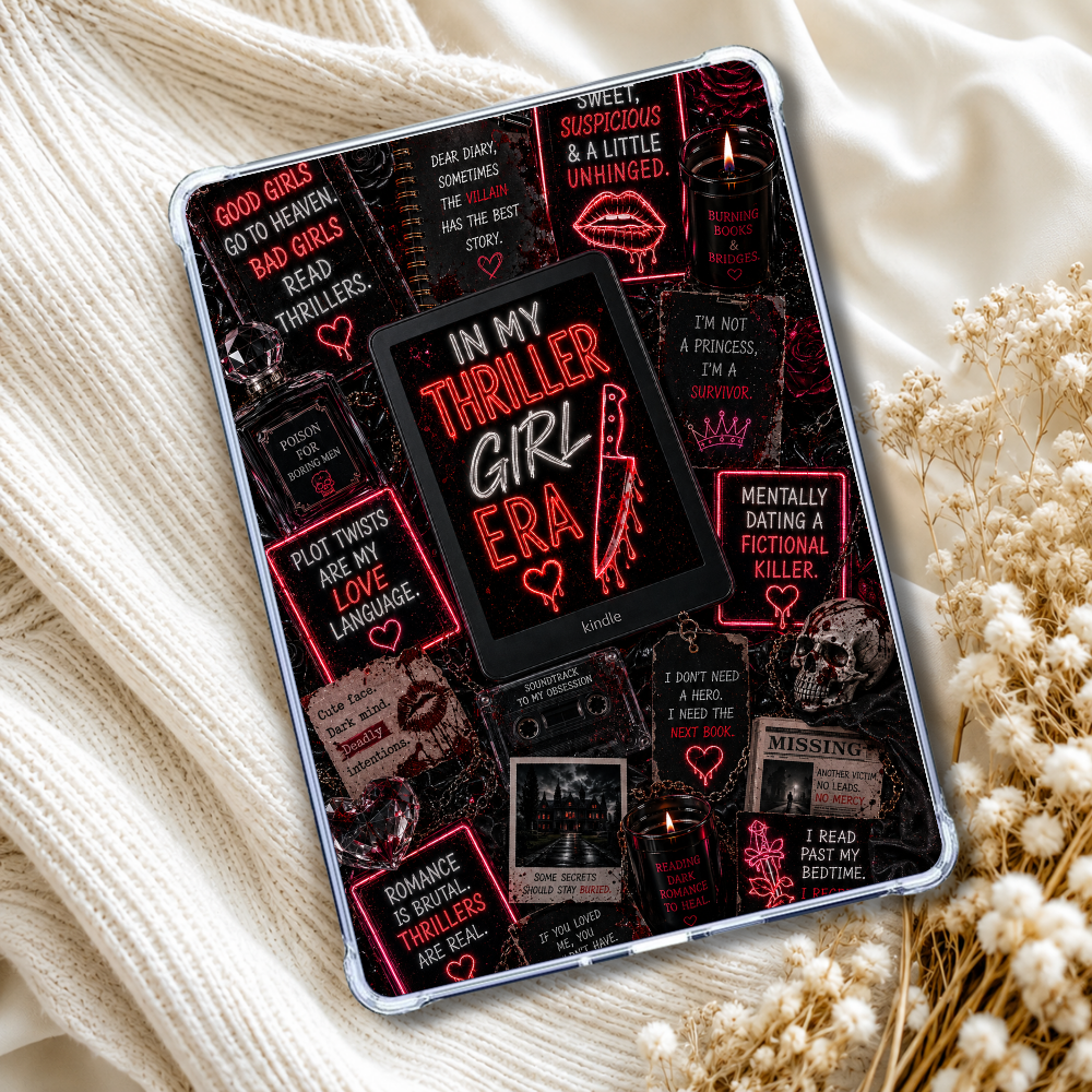 Thriller Girl Neon Lights Kindle Insert or eReader Case Decor | Accessories for Book Lovers