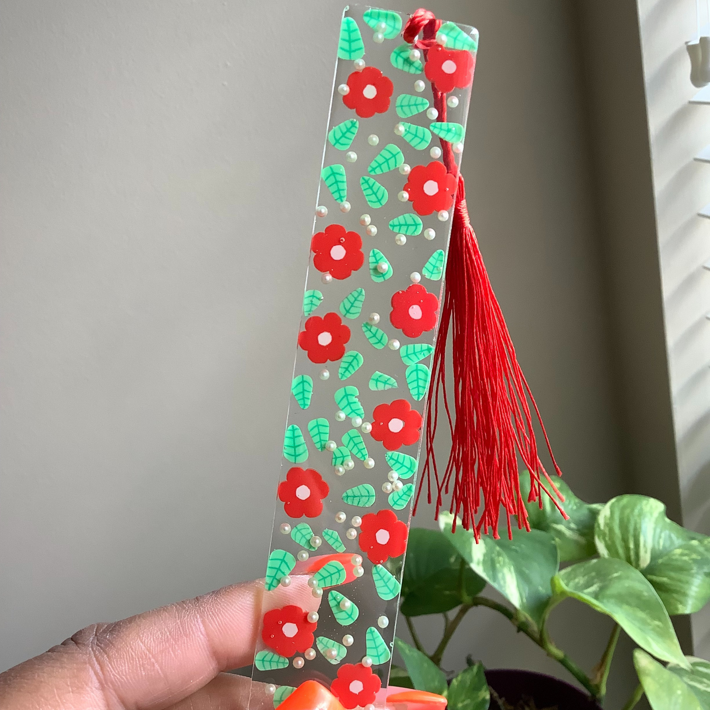 Poppy Flower Resin Bookmark