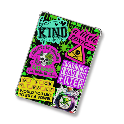 Just a Little Toxic Shimmery Holographic Sticker Look Kindle Insert for Clear Case | Bookish Accessories