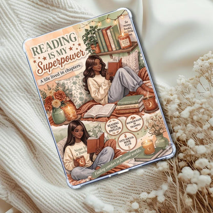 Blush Reading is My Superpower: Kindle or eReader Decor for Book Lovers