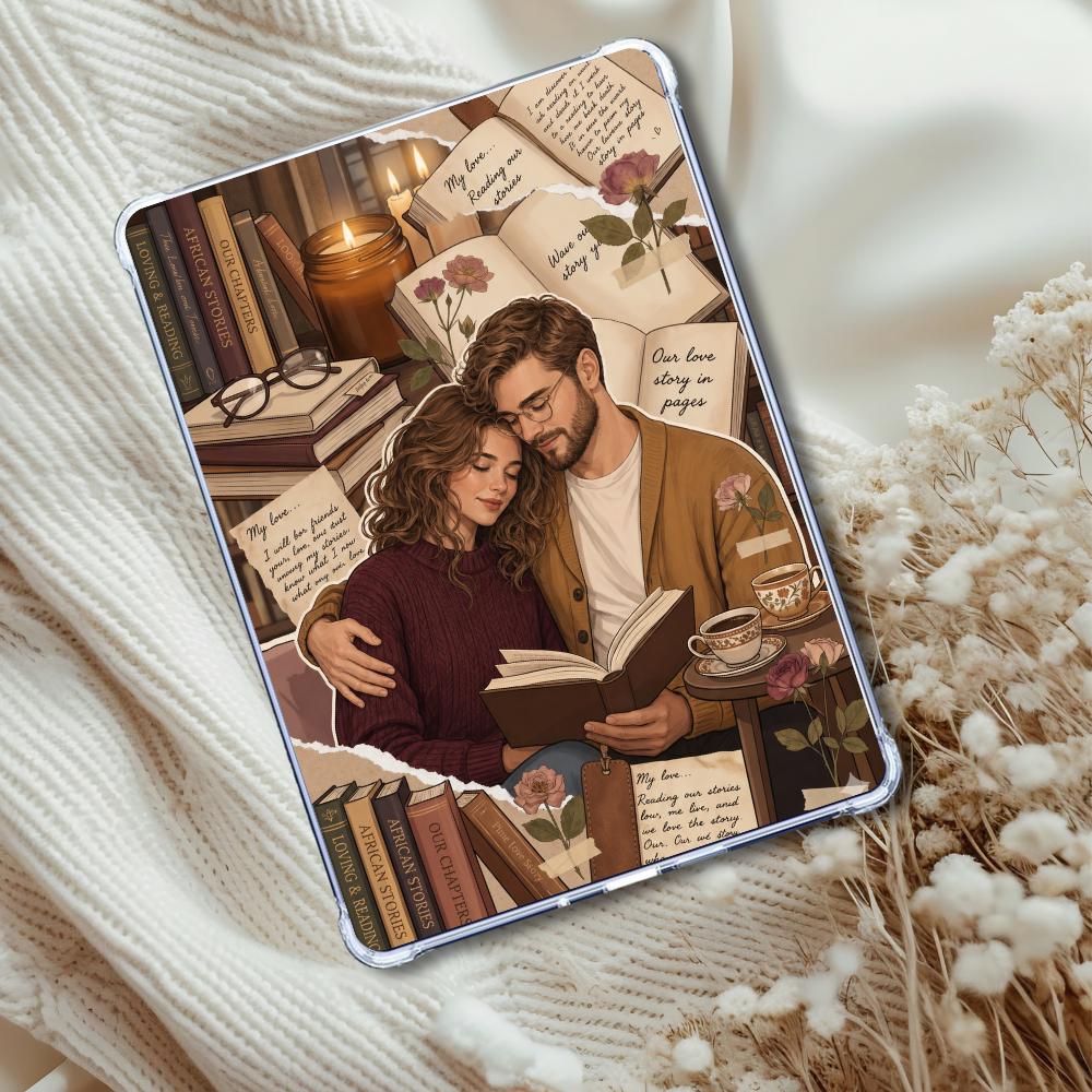Reading Therapy White Couple Insert: Kindle or eReader Decor for Book Lovers