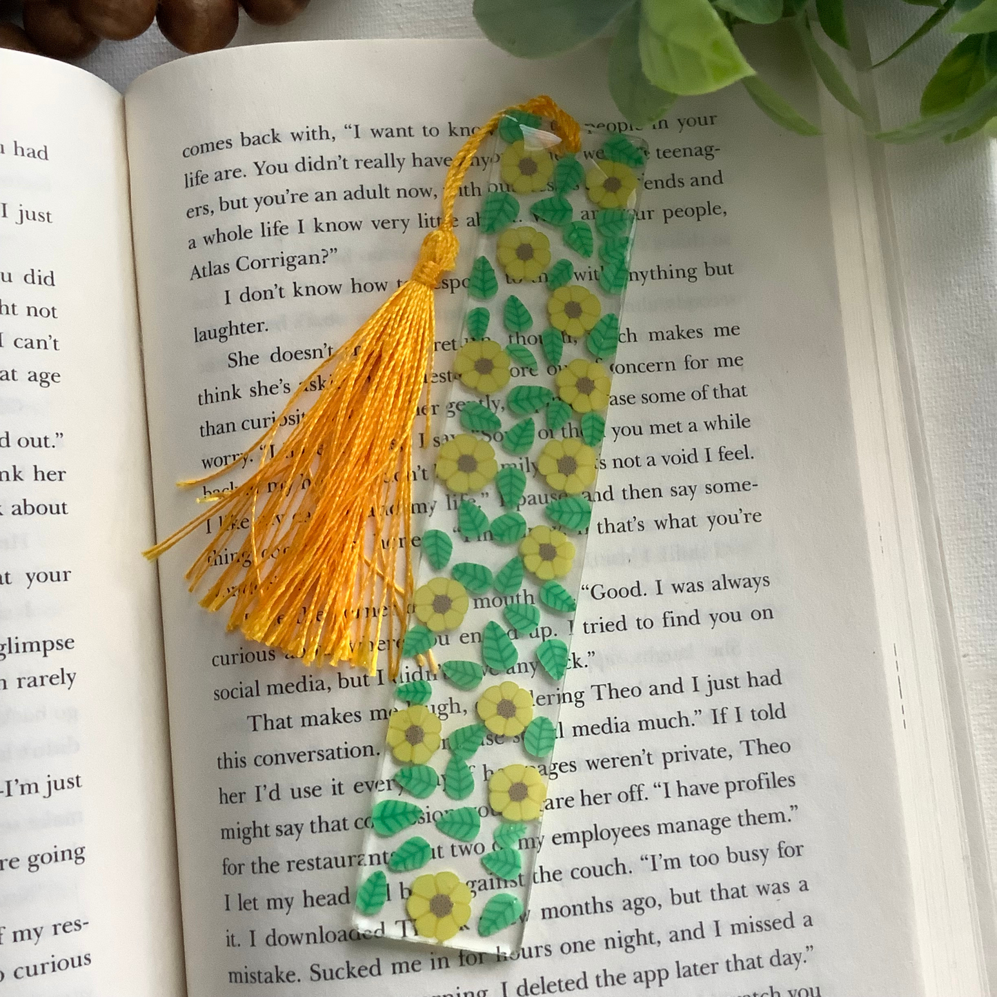 Sunflower Resin Bookmark