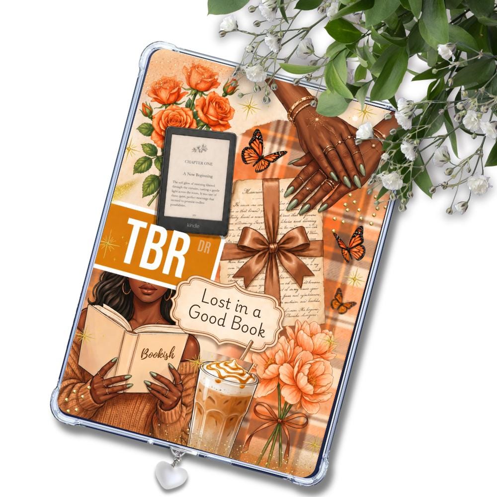 TBR Orange Melanin Girl Insert: Kindle or eReader Decor for Book Lovers