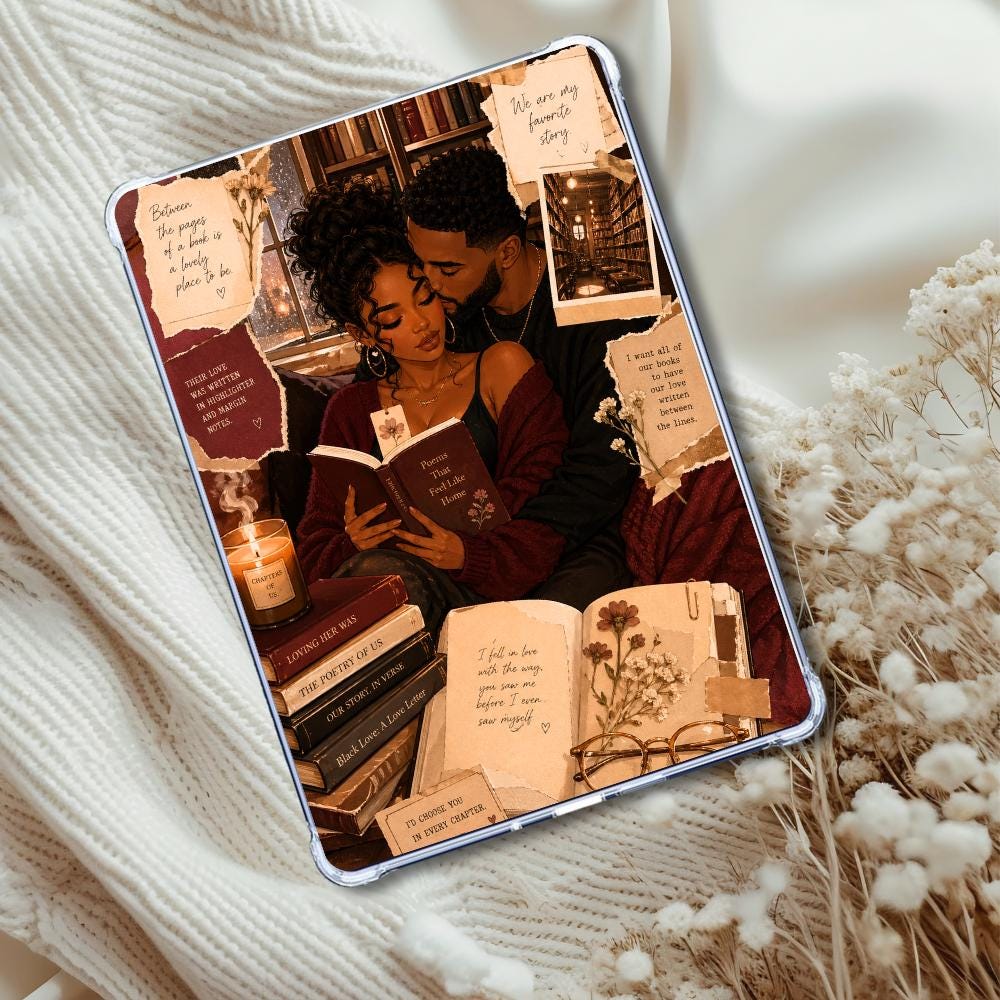 Couple in Love Black Couple Insert: Kindle or eReader Decor for Book Lovers
