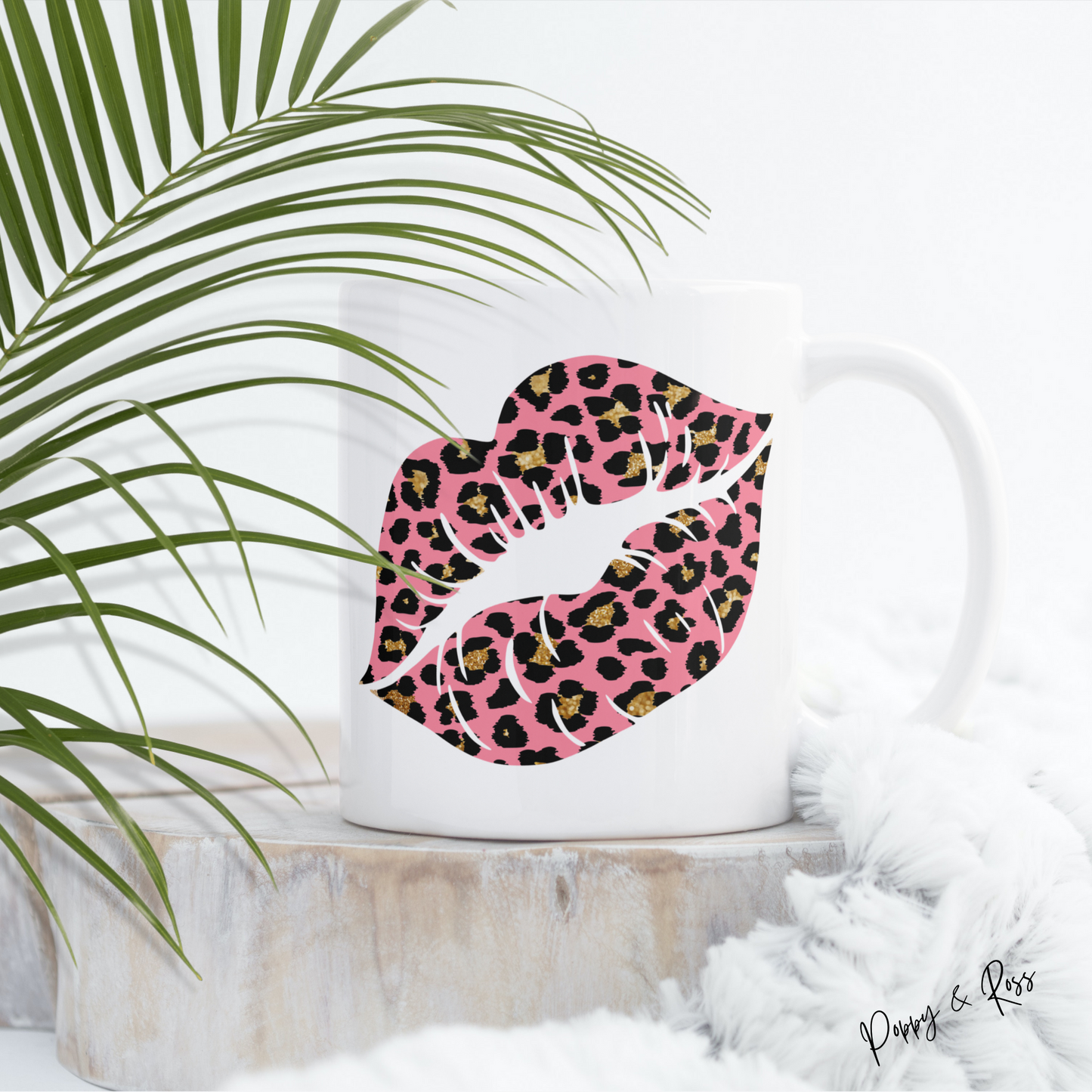 Pink Leopard Lips Coffee Mug 15 Oz