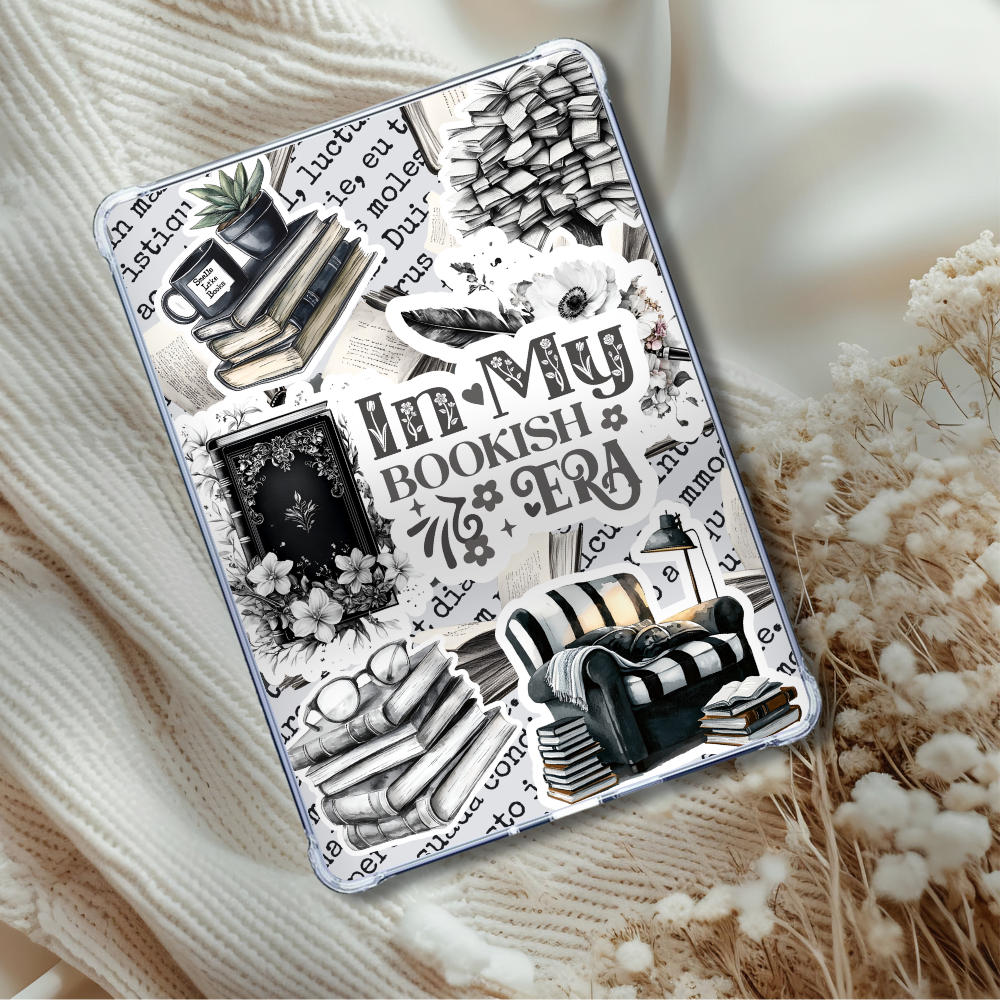 In My Bookish Era Black Sticker Look Kindle Insert for Clear Case | Bookish Accessories