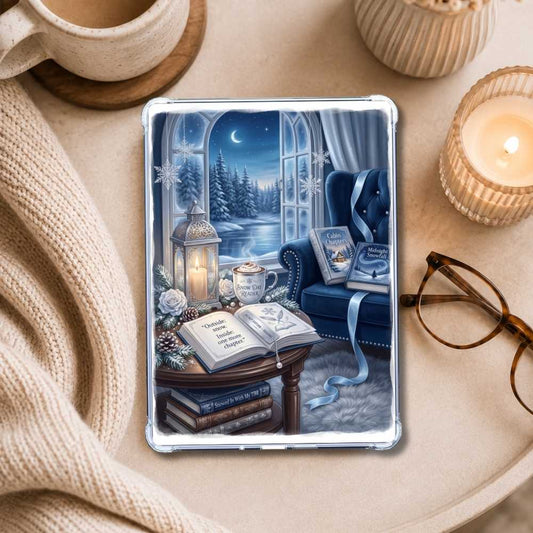 Cabin Chapters Kindle insert styled in a clear eReader case