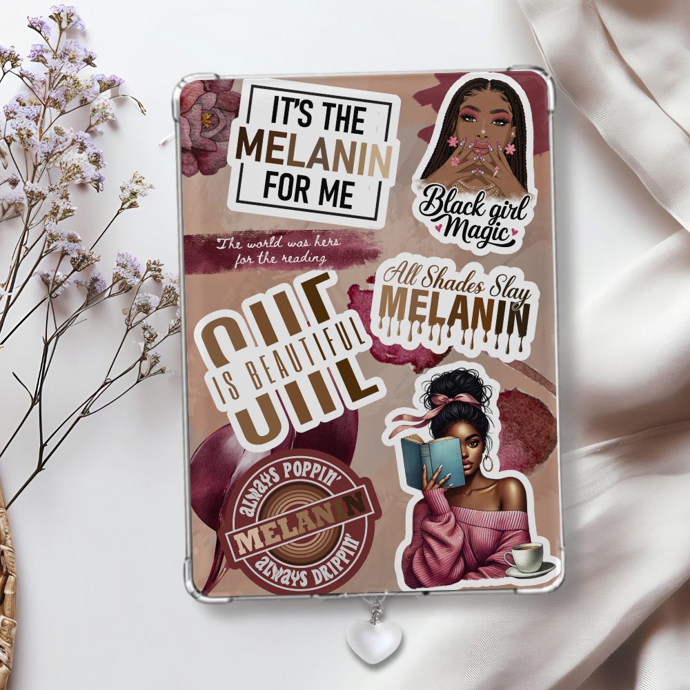 Melanin Girl Sticker Look Insert for Clear Case | Bookish Accessories
